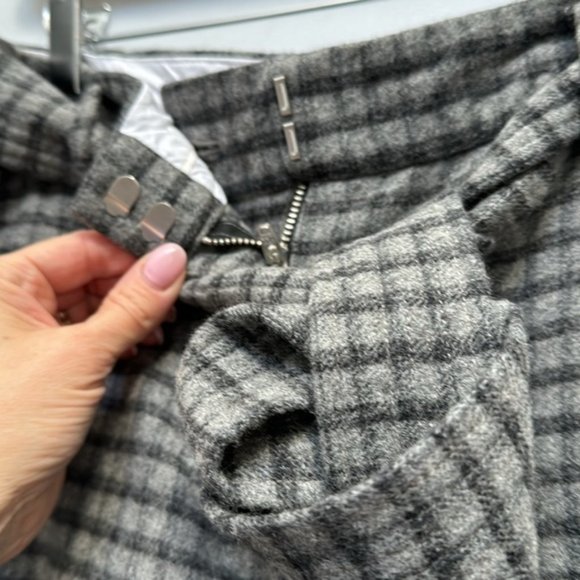 Aritzia Wilfred Grey Plaid Front Tie Wool Lined Pants Size 4 - Picture 7 of 10